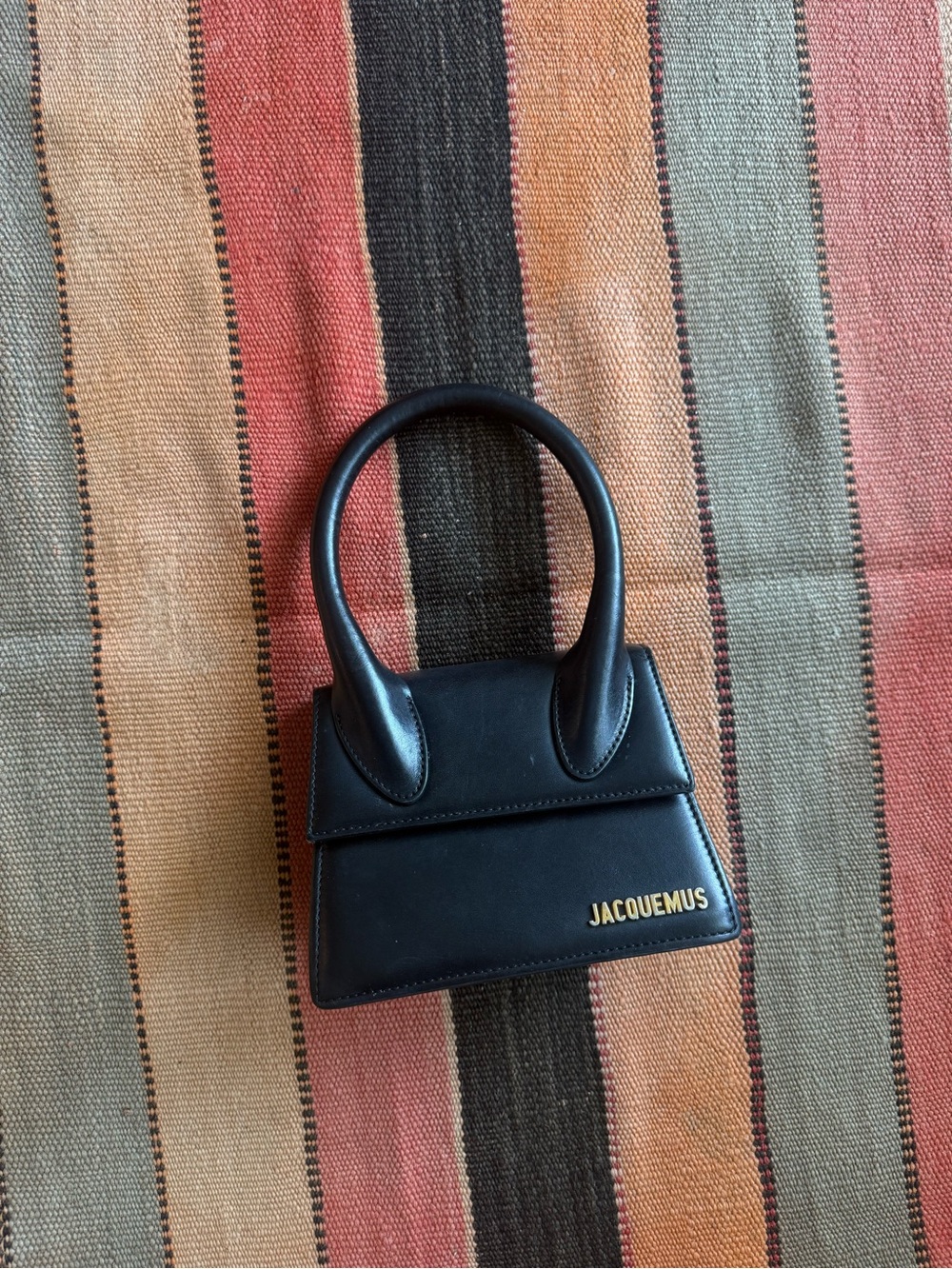 Jacquemus Le Chiquito Moyen (medium) black Leather Bag w Gold Logo - Picture 2 of 9